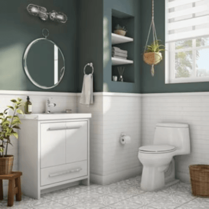 The Home Delight Romali 30-inch Bathroom Vanity with Ceramic Top in Gloss White Finish