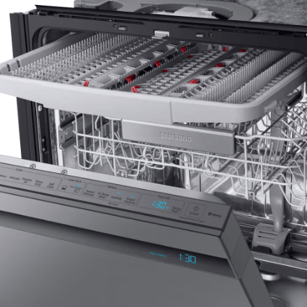 The Home Delight Samsung 24-inch Top Control Smart Dishwasher with 3rd Rack, AutoRelease in Fingerprint Resistant Stainless Steel