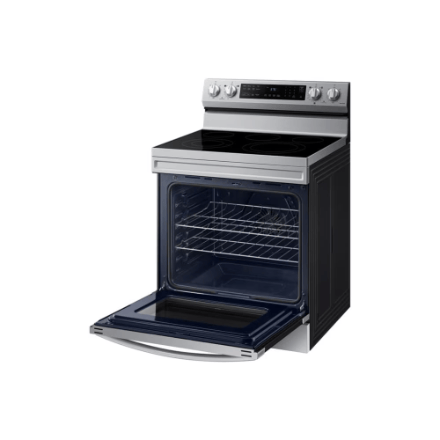 The Home Delight Samsung Electric Range with Convection Oven and Air Fry in Fingerprint Resistant Stainless Steel