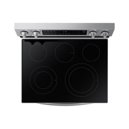 The Home Delight Samsung Electric Range with Convection Oven and Air Fry in Fingerprint Resistant Stainless Steel