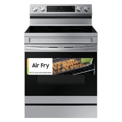 The Home Delight Samsung Electric Range with Convection Oven and Air Fry in Fingerprint Resistant Stainless Steel