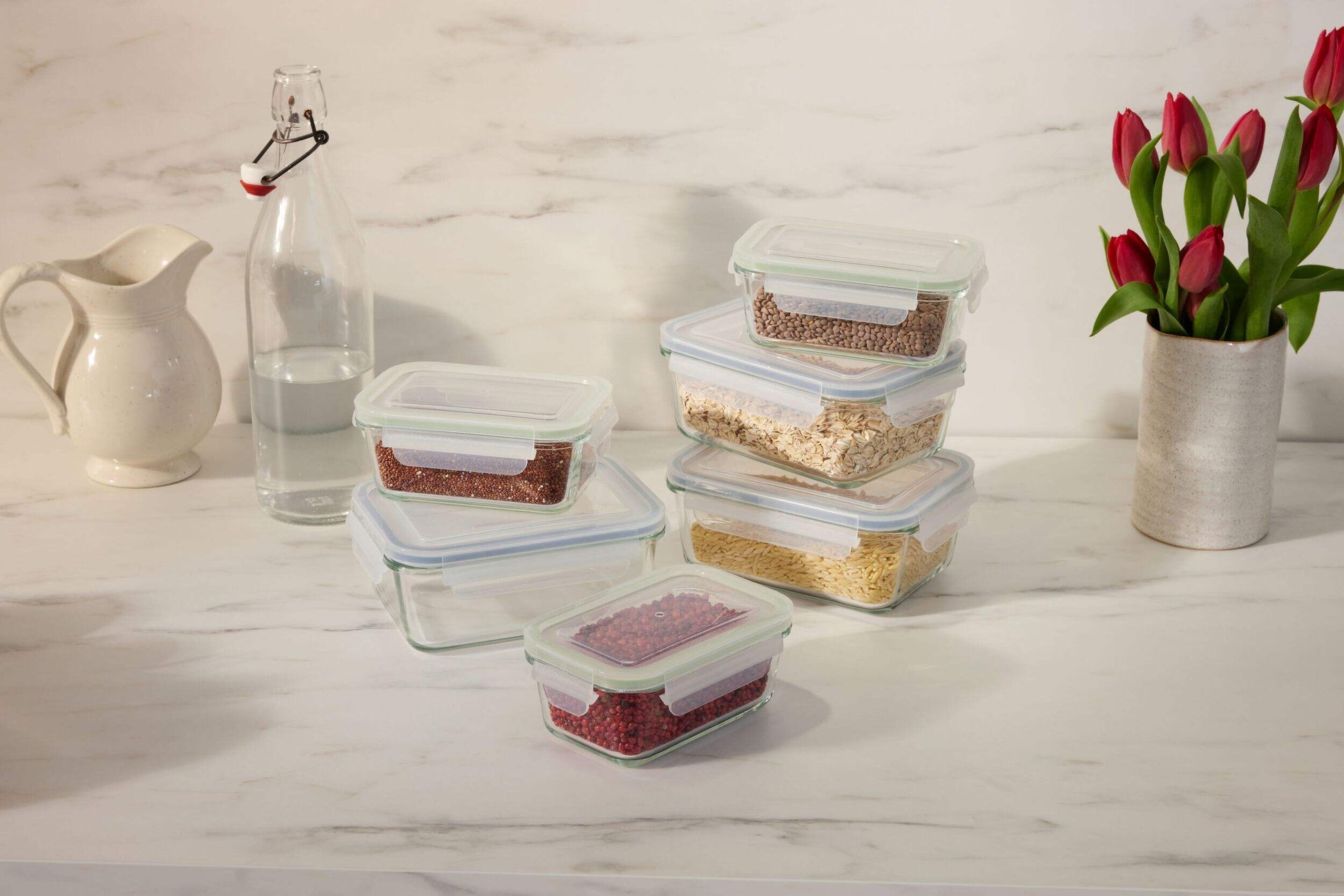 The Home Delight Vida by PADERNO Glass Clip Lid Food Storage Container Set with Leakproof Lids, 10 Count