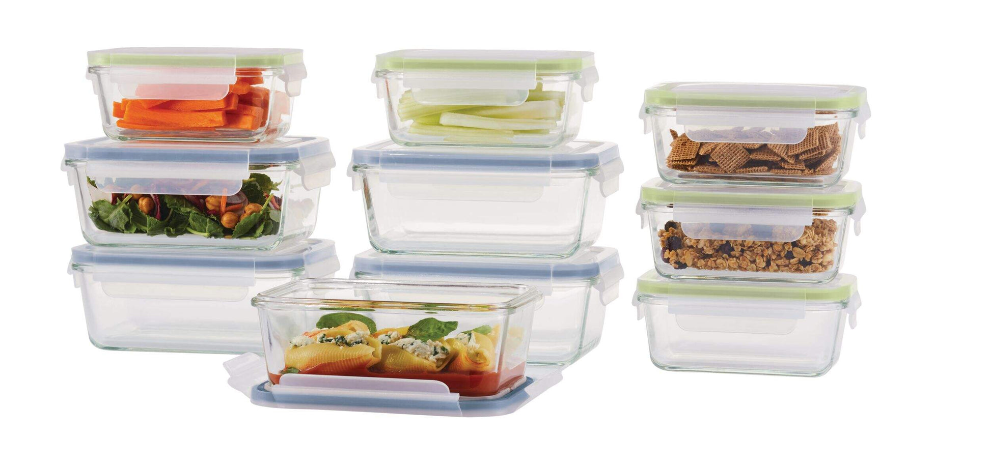 The Home Delight Vida by PADERNO Glass Clip Lid Food Storage Container Set with Leakproof Lids, 10 Count