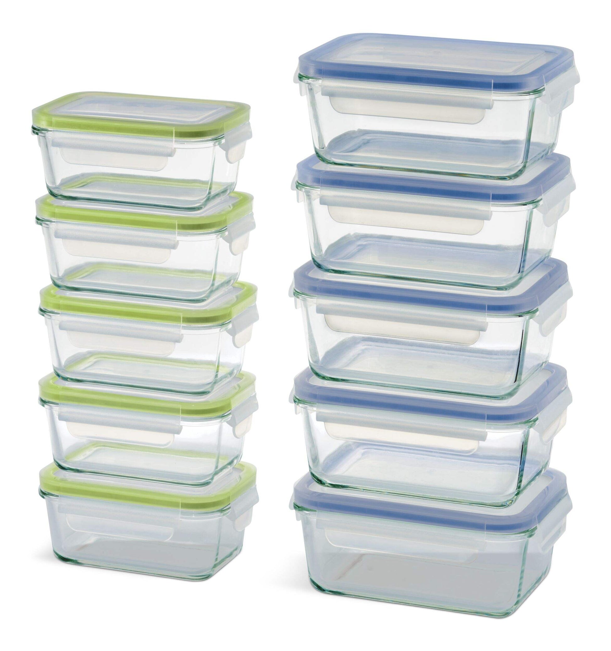 The Home Delight Vida by PADERNO Glass Clip Lid Food Storage Container Set with Leakproof Lids, 10 Count
