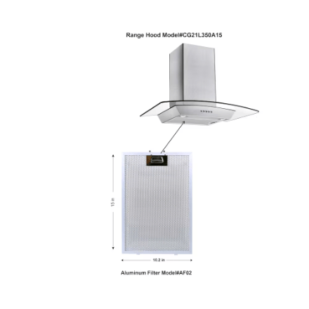 The Home Delight Vissani 30-inch 340CFM T-Shape Shell Only Wall-Mounted Glass Range Hood with 3-Speed Setting in Stainless Steel