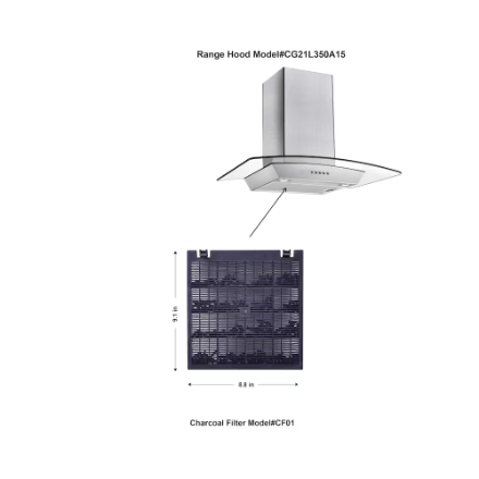 The Home Delight Vissani 30-inch 340CFM T-Shape Shell Only Wall-Mounted Glass Range Hood with 3-Speed Setting in Stainless Steel