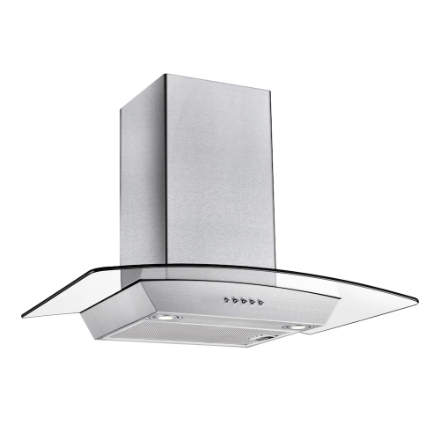 The Home Delight Vissani 30-inch 340CFM T-Shape Shell Only Wall-Mounted Glass Range Hood with 3-Speed Setting in Stainless Steel
