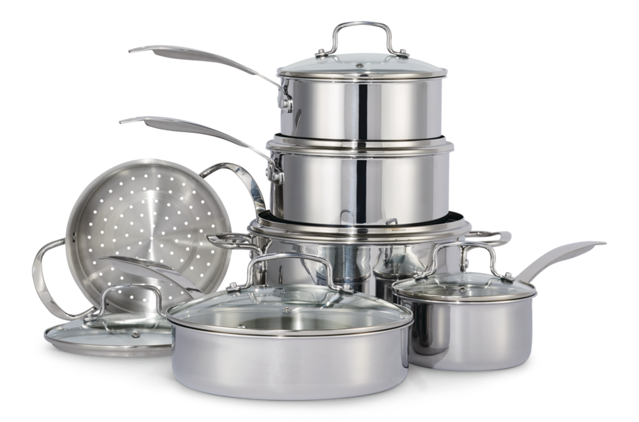 Vida by PADERNO Elite Series 3-Ply Cookware Set, Oven Safe, Stainless Steel
