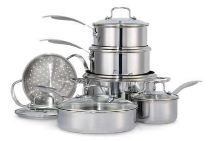 Vida by PADERNO Elite Series 3-Ply Cookware Set, Oven Safe, Stainless Steel