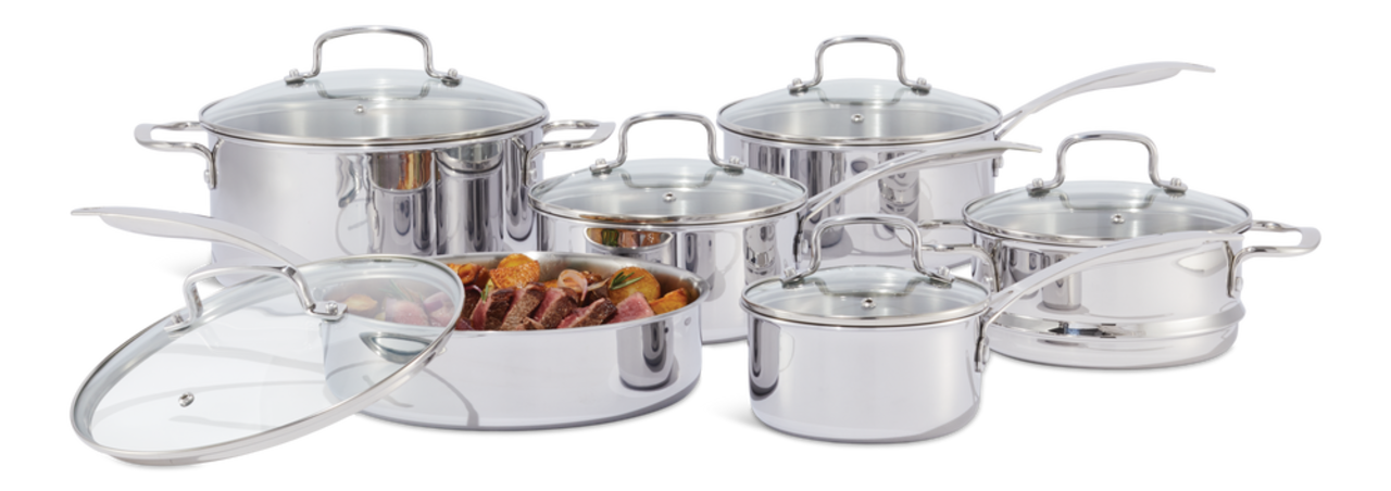 Vida by PADERNO Elite Series 3-Ply Cookware Set, Oven Safe, Stainless Steel