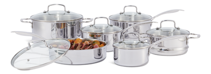 Vida by PADERNO Elite Series 3-Ply Cookware Set, Oven Safe, Stainless Steel